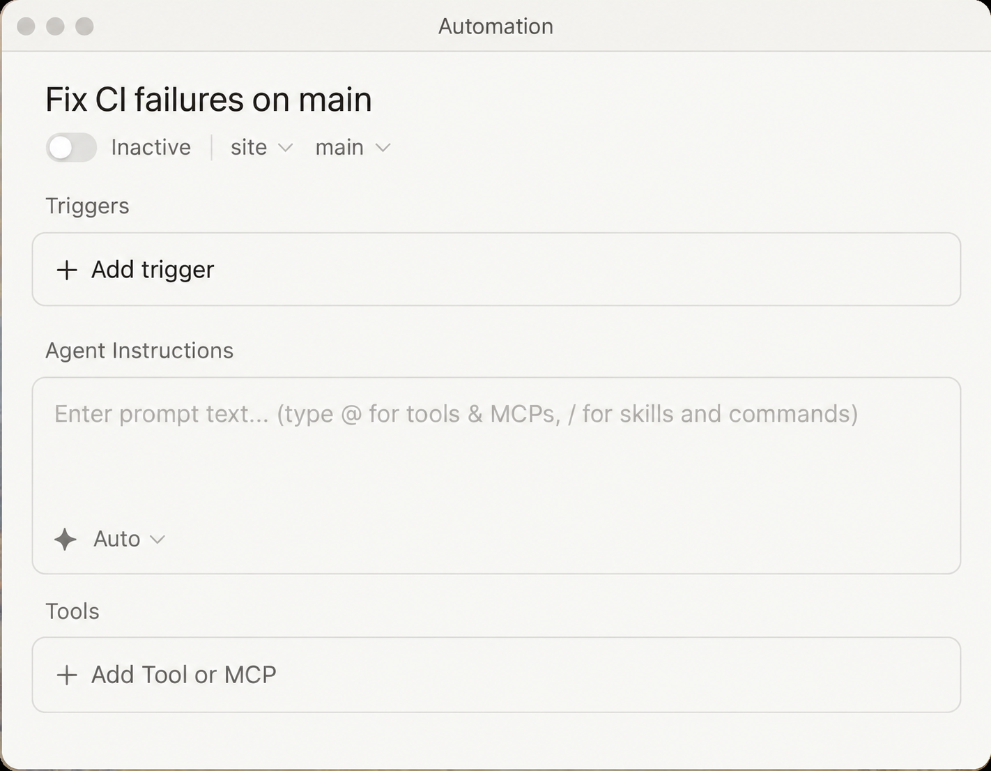 Agent automation setup